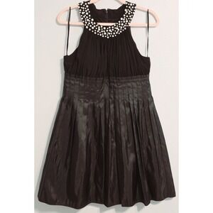 Jessica H Women's Elegant Black Pearl-Embellished Halter Neck Cocktail Dress 12‎